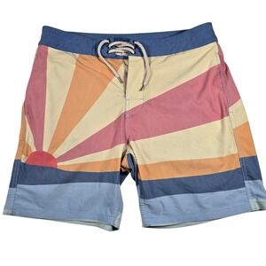 Faherty Soleil Fall Sunset Swim Suit Pockets 7" Board Shorts Mens Sz 31 Fits 32"